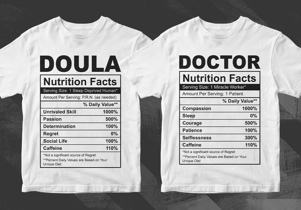 50 Professions Funny Nutrition Facts Editable Vector T-shirt