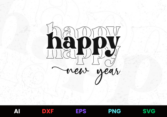 Happy New Year Celebration Editable Design in Ai Svg Eps Files