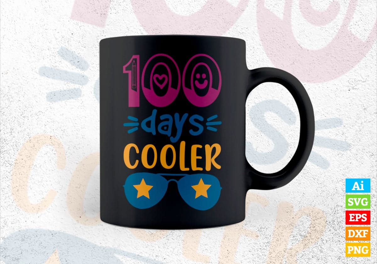 100 Days Cooler School Editable Vector T-shirt Design in Ai Svg Files