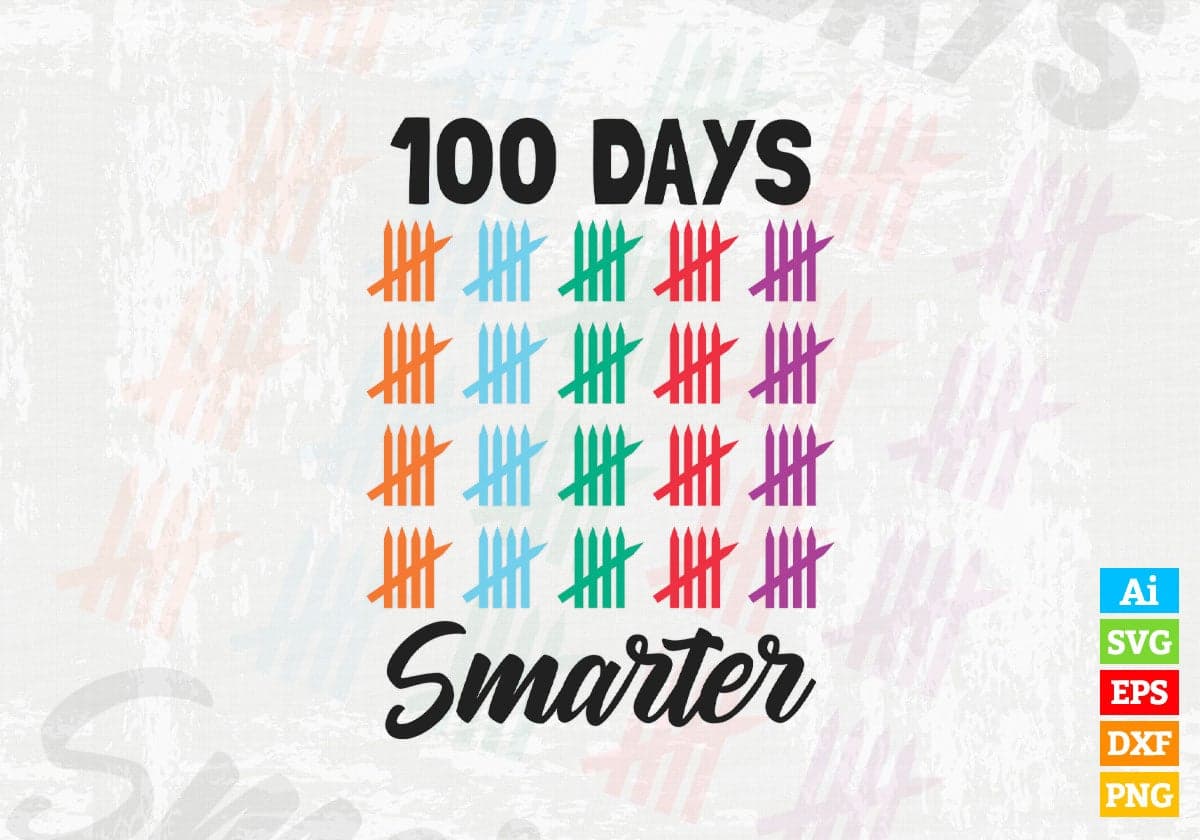 100 Days Smarter Education T shirt Design Svg Cutting Printable Files