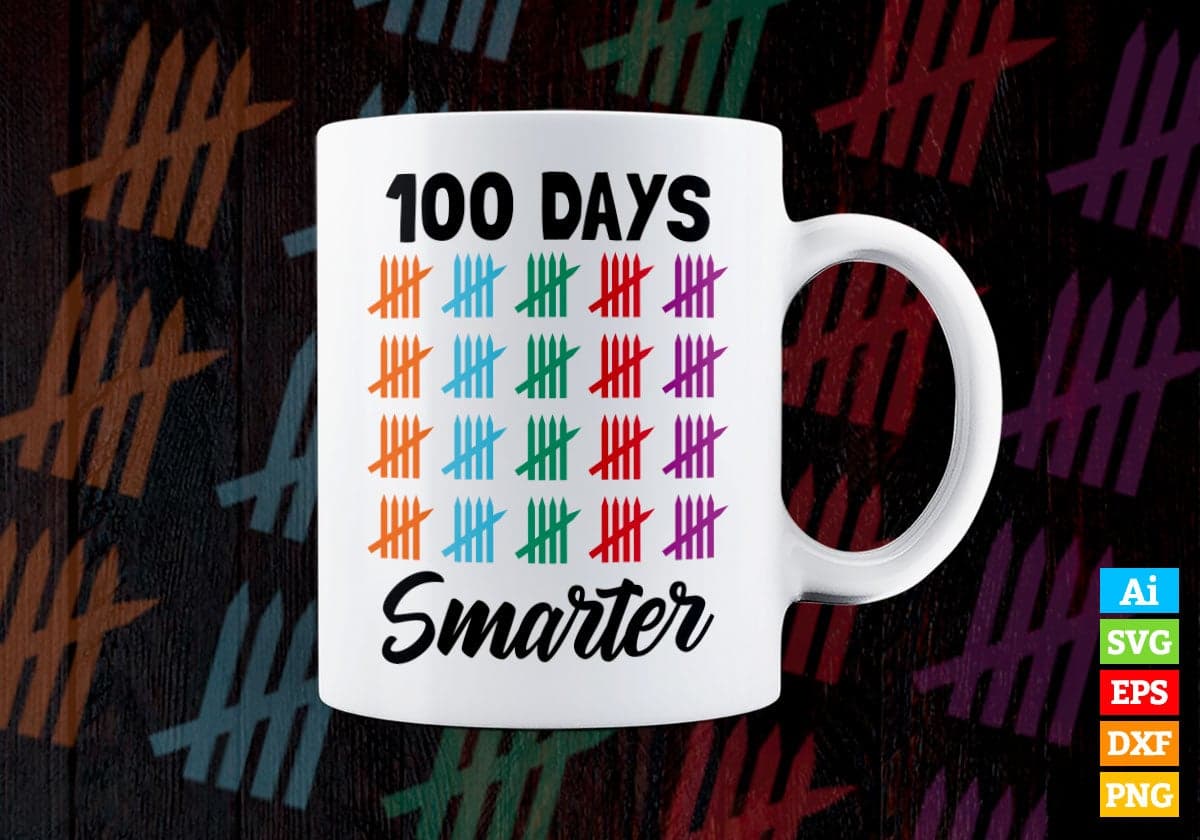 100 Days Smarter Education T shirt Design Svg Cutting Printable Files