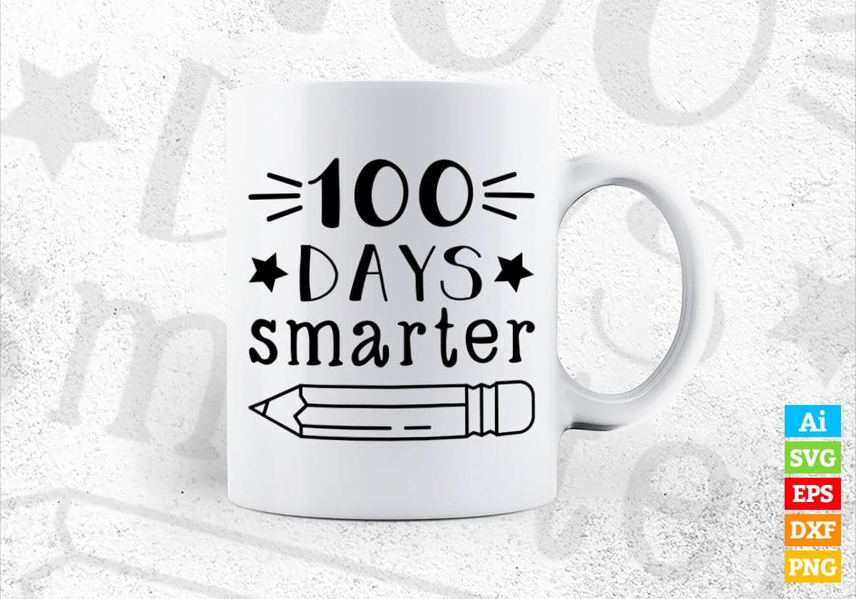100 Days Smarter School Education Editable Vector T-shirt Design in Ai Svg Files
