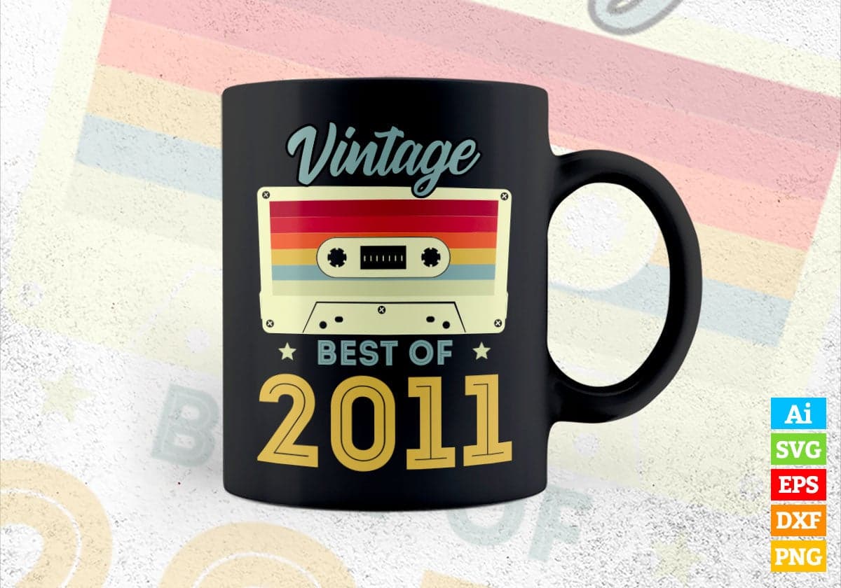 11th Birthday Best of 2011 Vintage Editable Vector T-shirt design in Ai Svg Printable Files