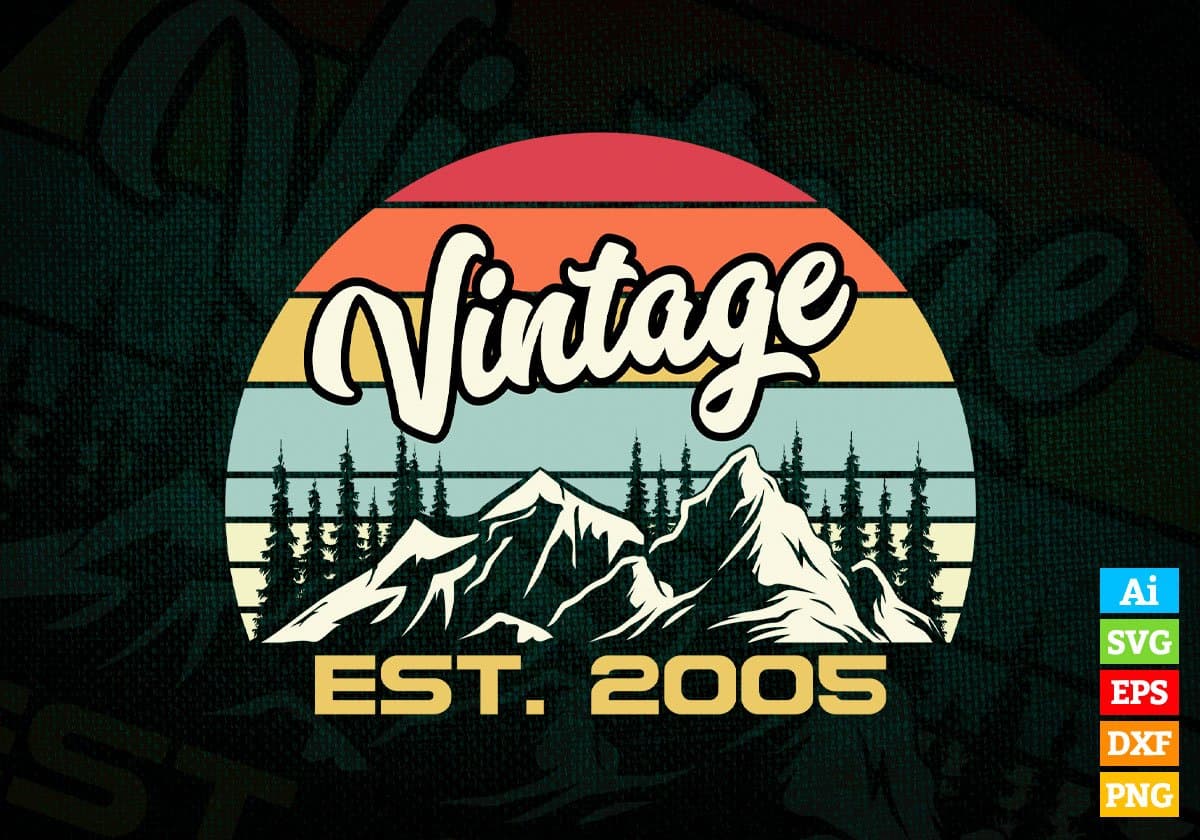 17th Birthday of Mountain Hiking Lovers Outdoor Vintage Editable Vector T-shirt Design in Ai Svg Png Files