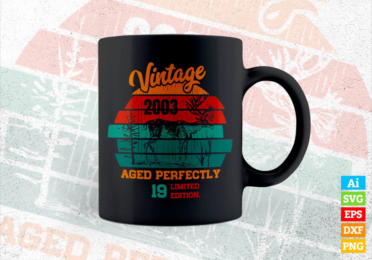 19th Birthday for Deer Hunter Vintage Hunting Editable Vector T-shirt Design in Ai Svg Png Files