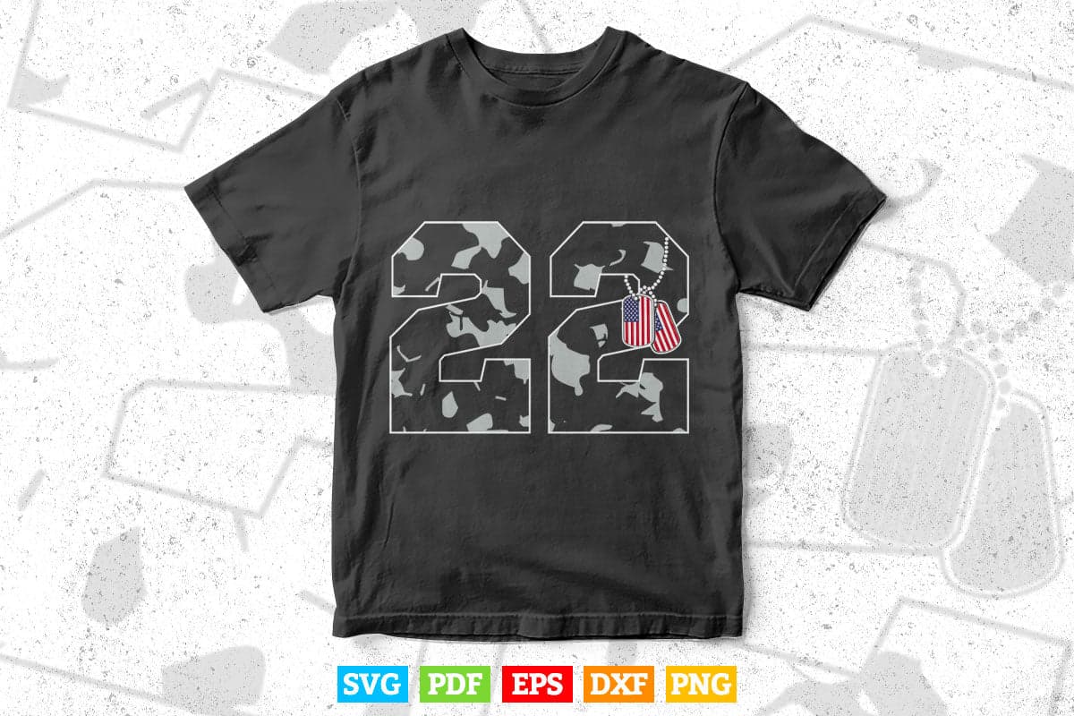 22 A Day Soldier Veteran PTSD Awareness 4th of July Svg T shirt Design.