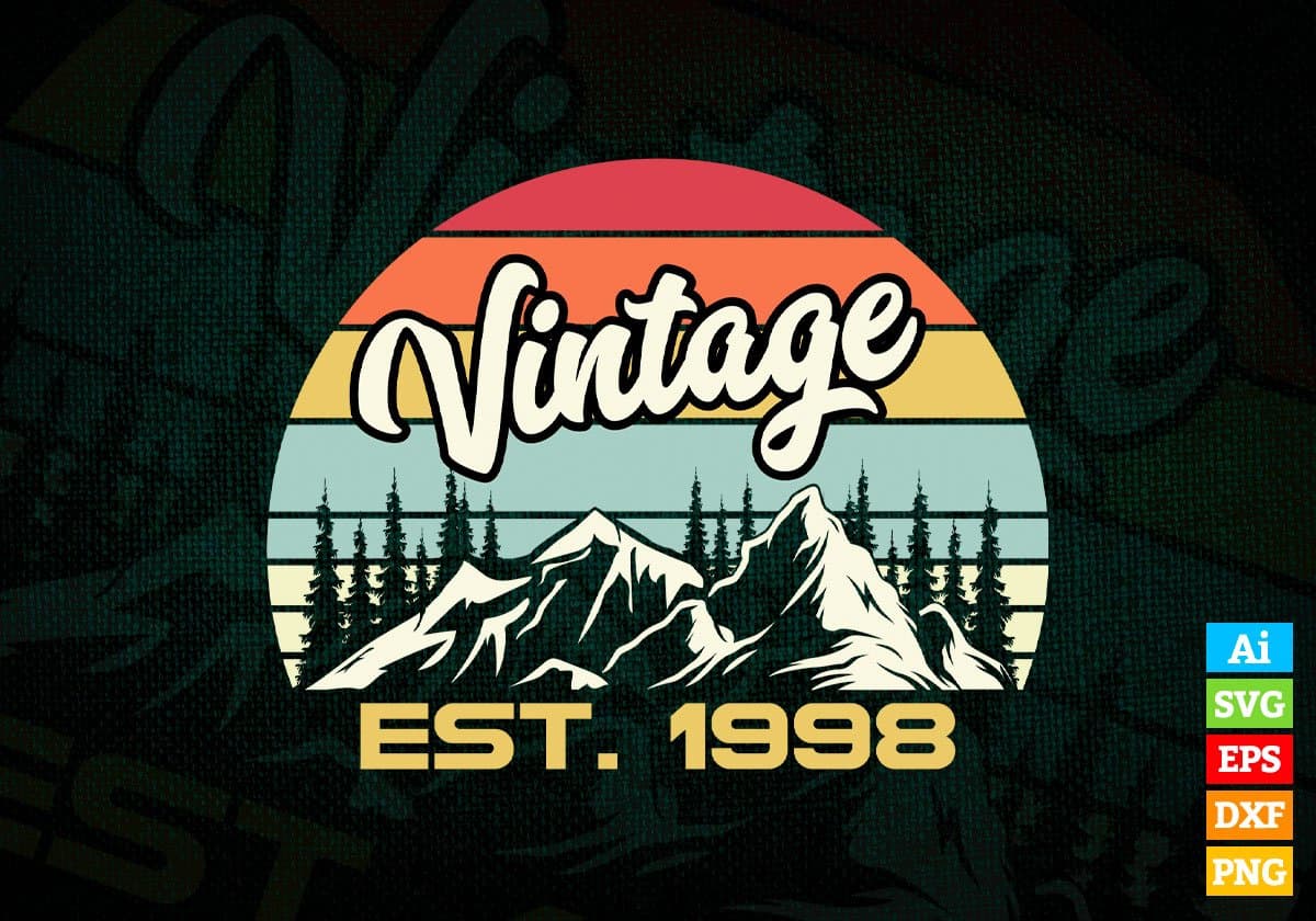 24th Birthday of Mountain Hiking Lovers Outdoor Vintage Editable Vector T-shirt Design in Ai Svg Png Files