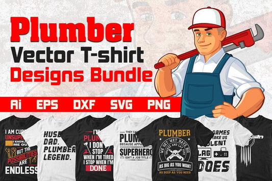25 Plumber Vector T shirt designs Bundle