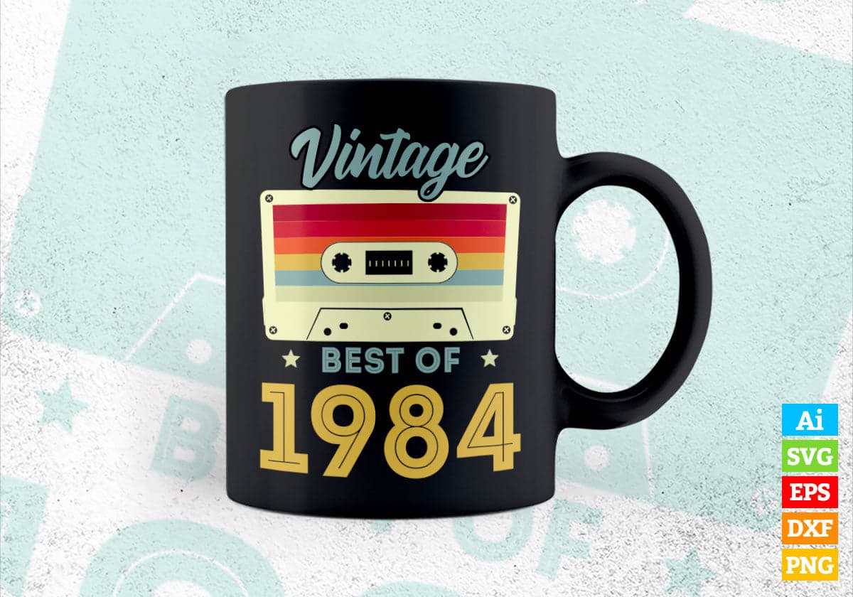 38th Birthday Best of 1984 Vintage Editable Vector T-shirt design in Ai Svg Printable Files