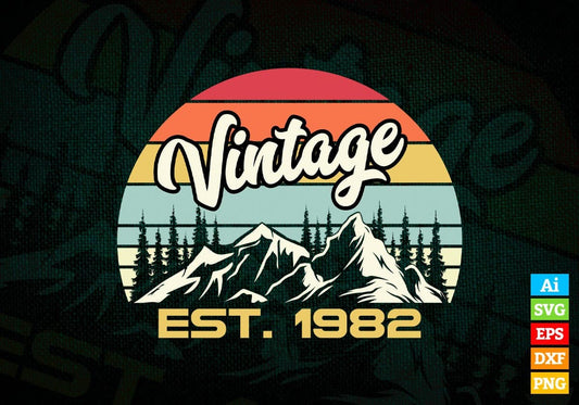 40th Birthday of Mountain Hiking Lovers Outdoor Vintage Editable Vector T-shirt Design in Ai Svg Png Files
