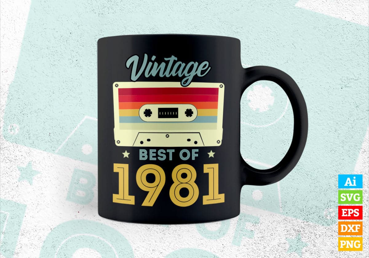 41st Birthday Best of 1981 Vintage Editable Vector T-shirt design in Ai Svg Printable Files