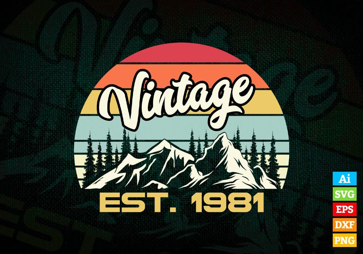 41st Birthday of Mountain Hiking Lovers Outdoor Vintage Editable Vector T-shirt Design in Ai Svg Png Files