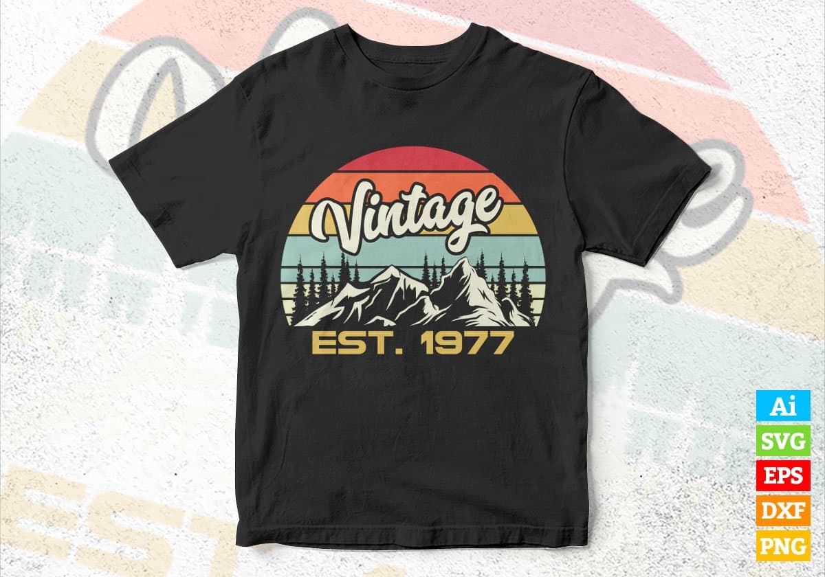 45th Birthday of Mountain Hiking Lovers Outdoor Vintage Editable Vector T-shirt Design in Ai Svg Png Files