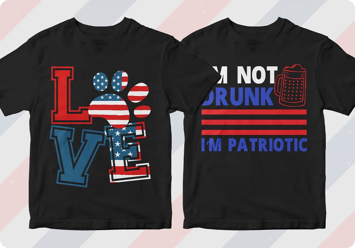 4th of July 50 Editable T-shirt Designs Bundle Part 1