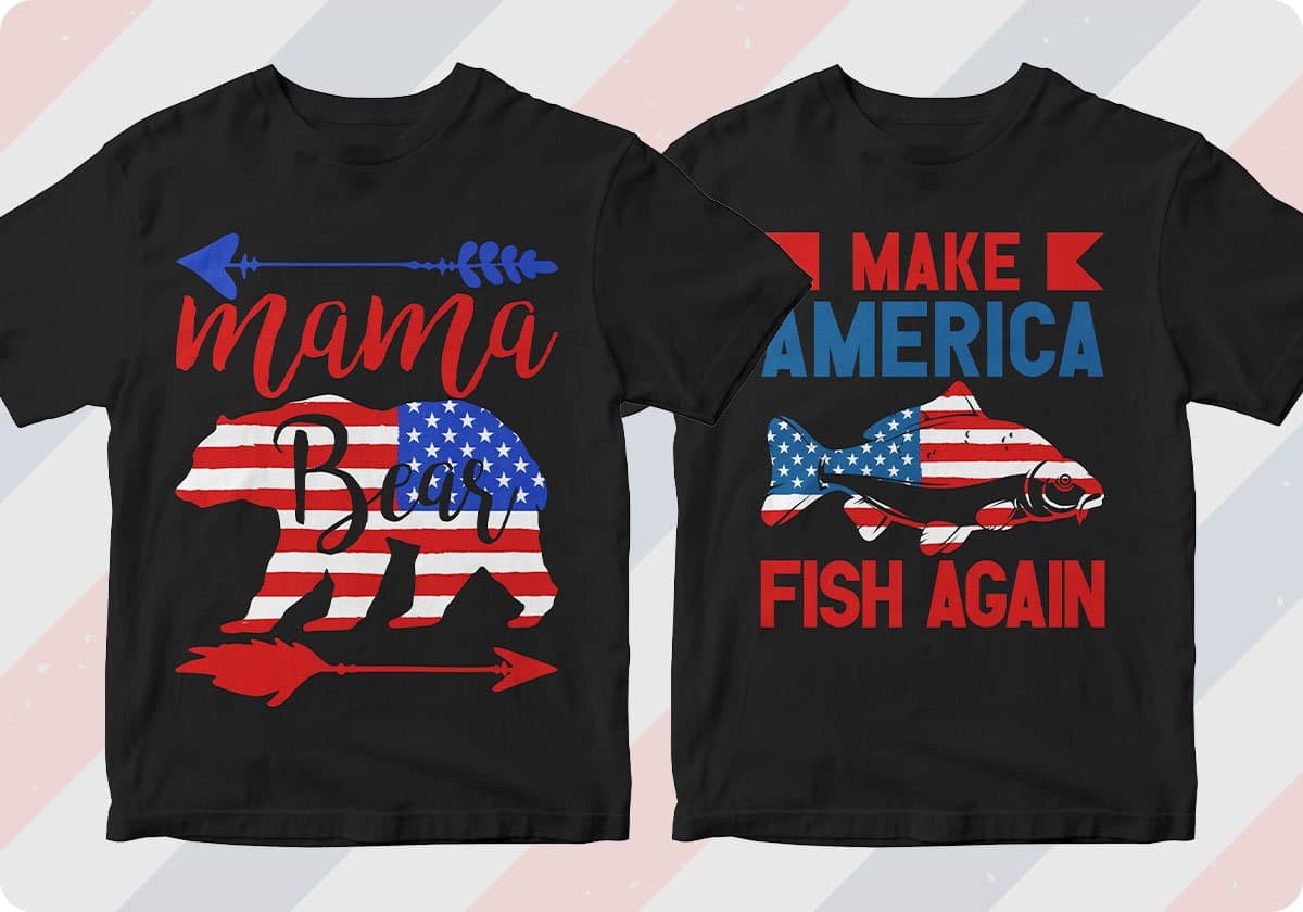 4th of July 50 Editable T-shirt Designs Bundle Part 1