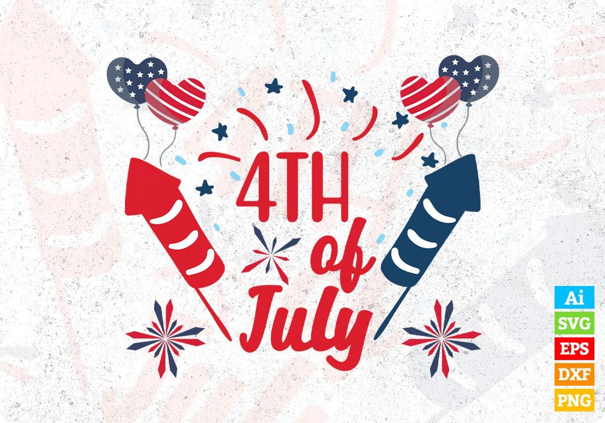 4th of July USA T shirt Design In Svg Png Cutting Printable Files