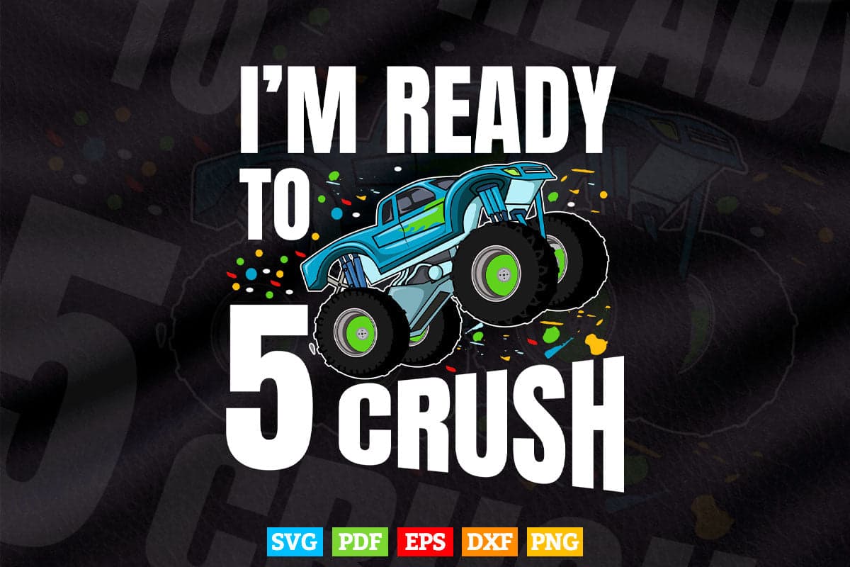 5 Year Old Monster Truck 5th Birthday Svg T shirt Design.