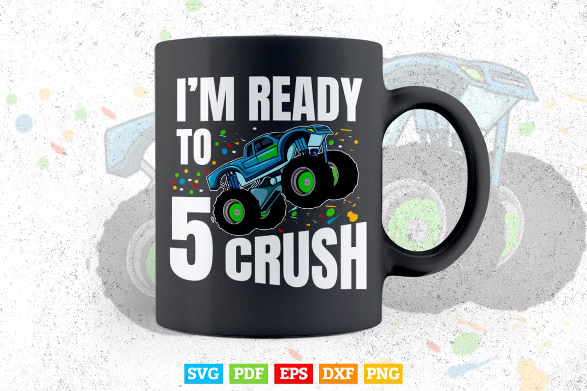 5 Year Old Monster Truck 5th Birthday Svg T shirt Design.