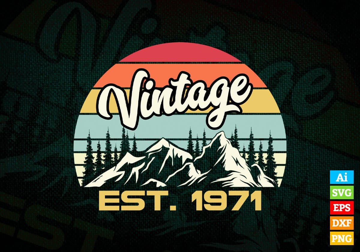 51st Birthday of Mountain Hiking Lovers Outdoor Vintage Editable Vector T-shirt Design in Ai Svg Png Files