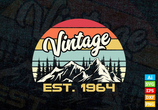 58th Birthday of Mountain Hiking Lovers Outdoor Vintage Editable Vector T-shirt Design in Ai Svg Png Files