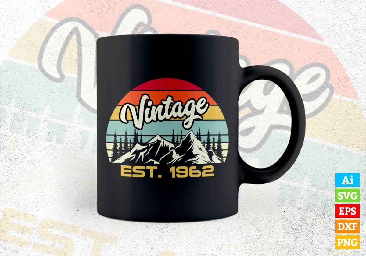 60th Birthday of Mountain Hiking Lovers Outdoor Vintage Editable Vector T-shirt Design in Ai Svg Png Files