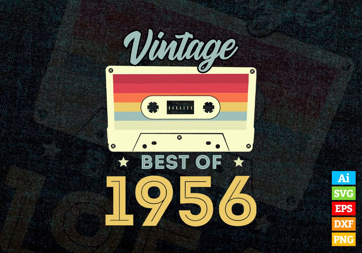 66th Birthday Best of 1956 Vintage Editable Vector T-shirt design in Ai Svg Printable Files