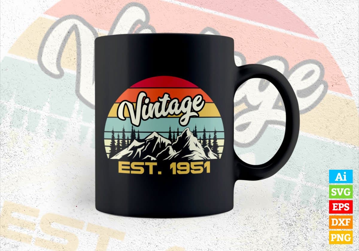 71st Birthday of Mountain Hiking Lovers Outdoor Vintage Editable Vector T-shirt Design in Ai Svg Png Files