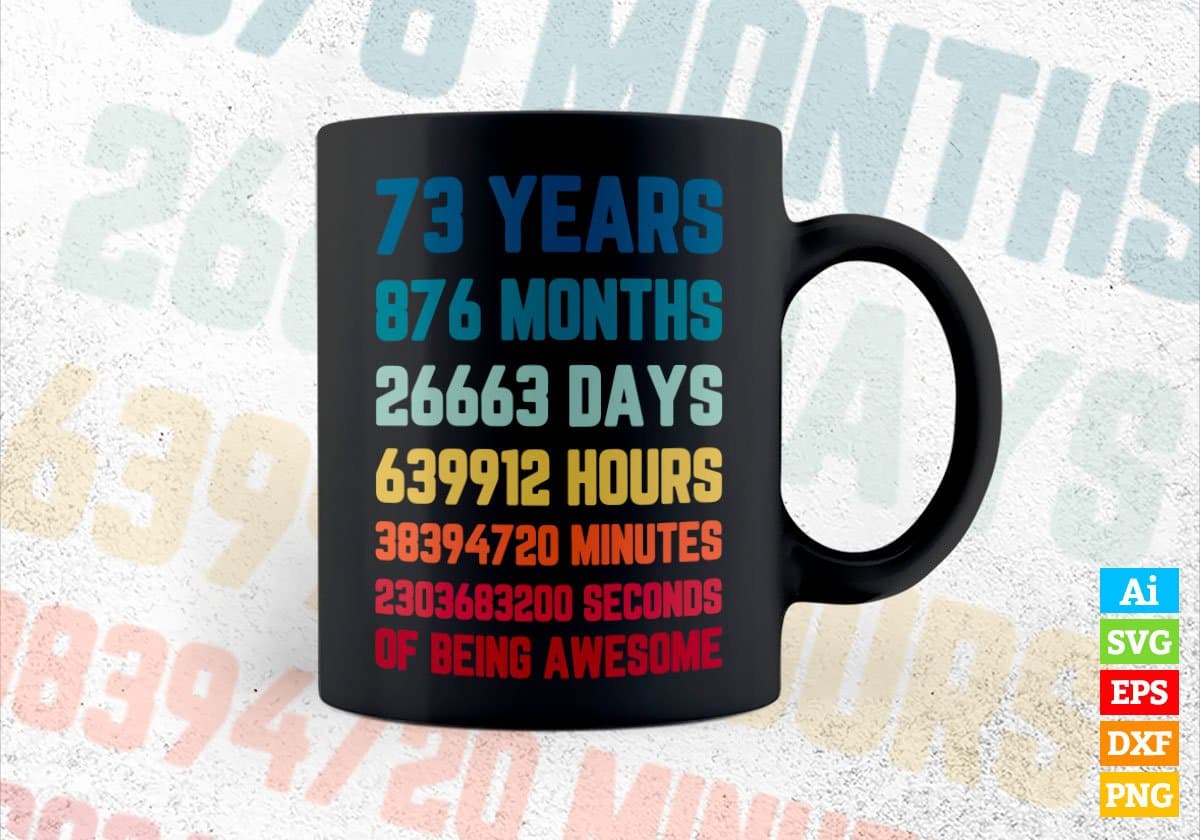 73 Years 876 Months Old Men Vintage Birthday Editable Vector T-shirt Design Svg Files