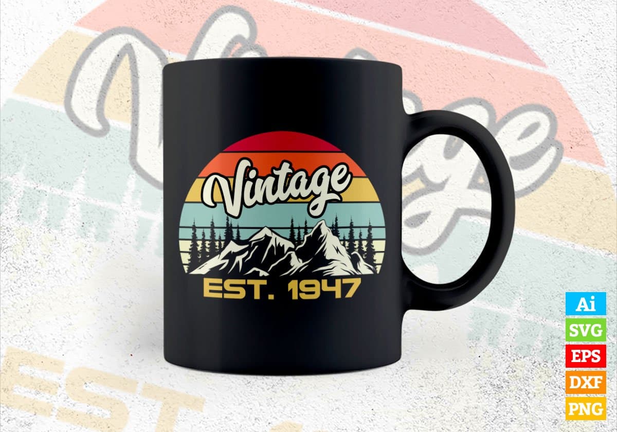 75th Birthday of Mountain Hiking Lovers Outdoor Vintage Editable Vector T-shirt Design in Ai Svg Png Files