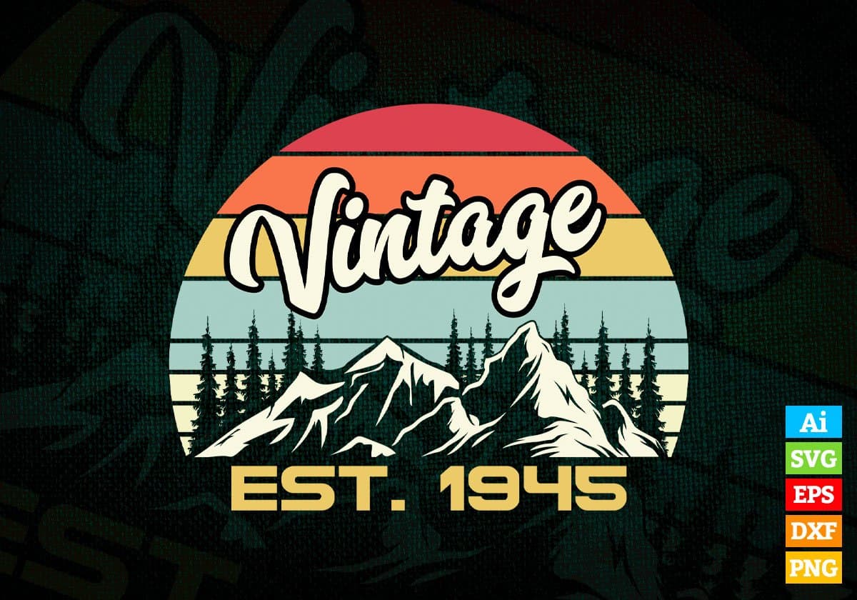 77th Birthday of Mountain Hiking Lovers Outdoor Vintage Editable Vector T-shirt Design in Ai Svg Png Files