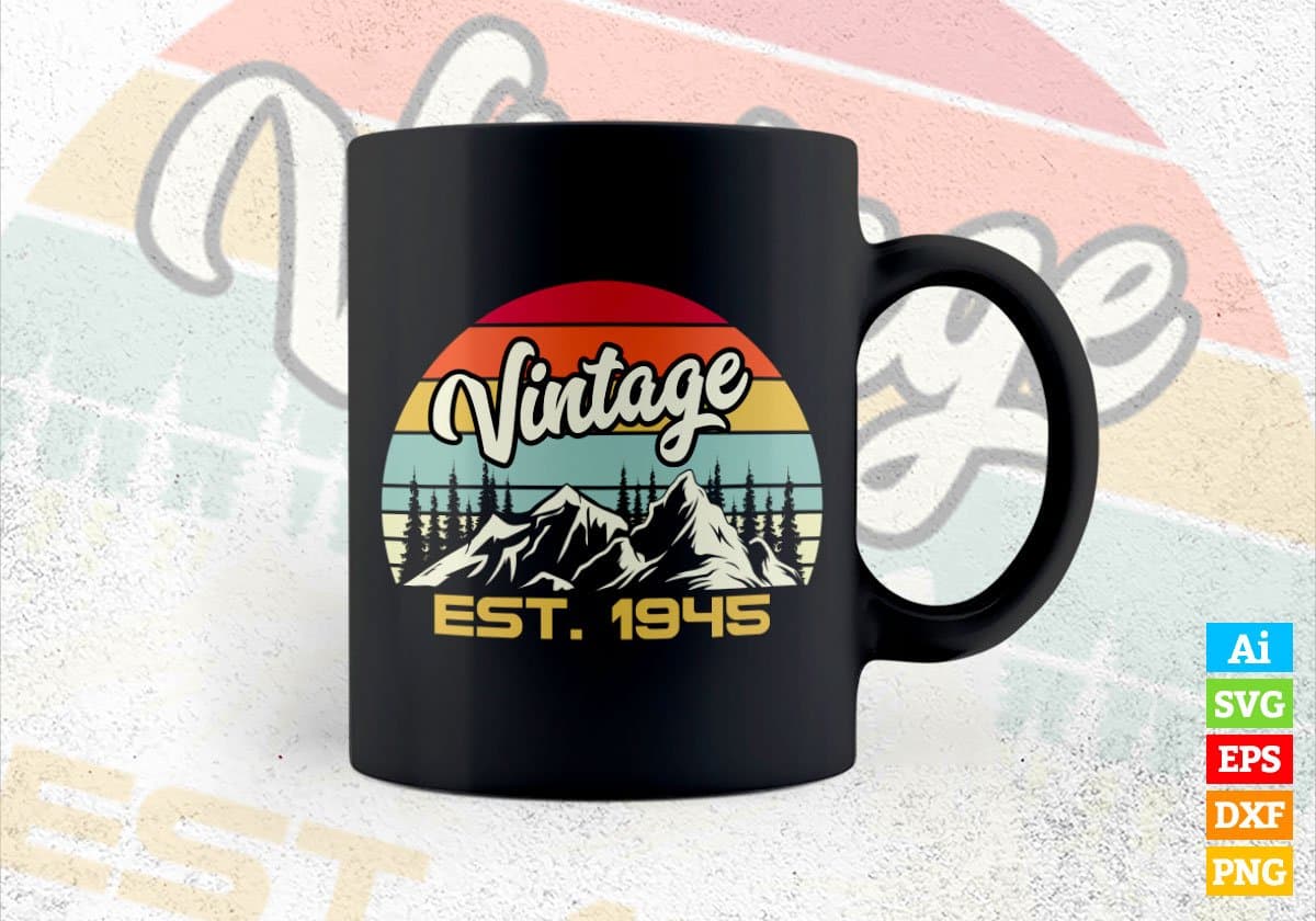 77th Birthday of Mountain Hiking Lovers Outdoor Vintage Editable Vector T-shirt Design in Ai Svg Png Files