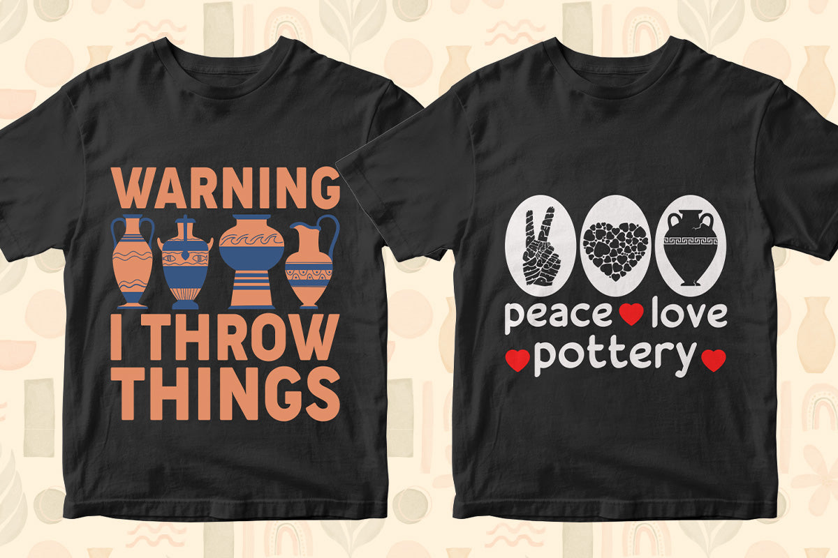 Pottery 50 Editable T-shirt Designs Bundle Part 1