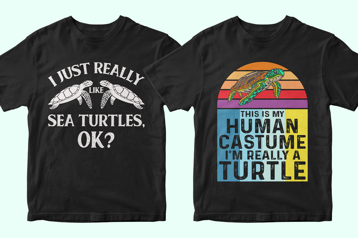 Sea Turtle 50 Editable T-shirt Designs Bundle Part 1