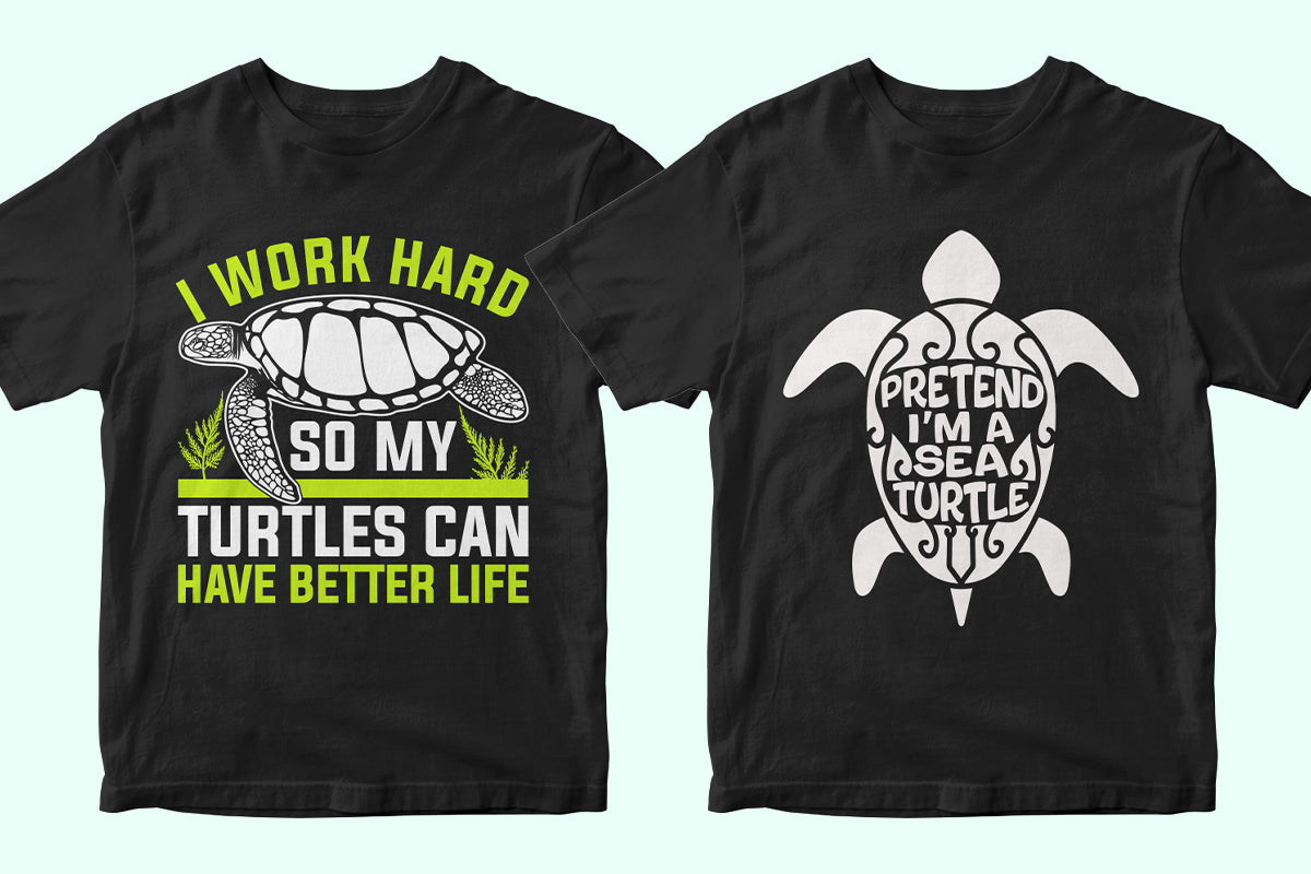 Sea Turtle 50 Editable T-shirt Designs Bundle Part 1