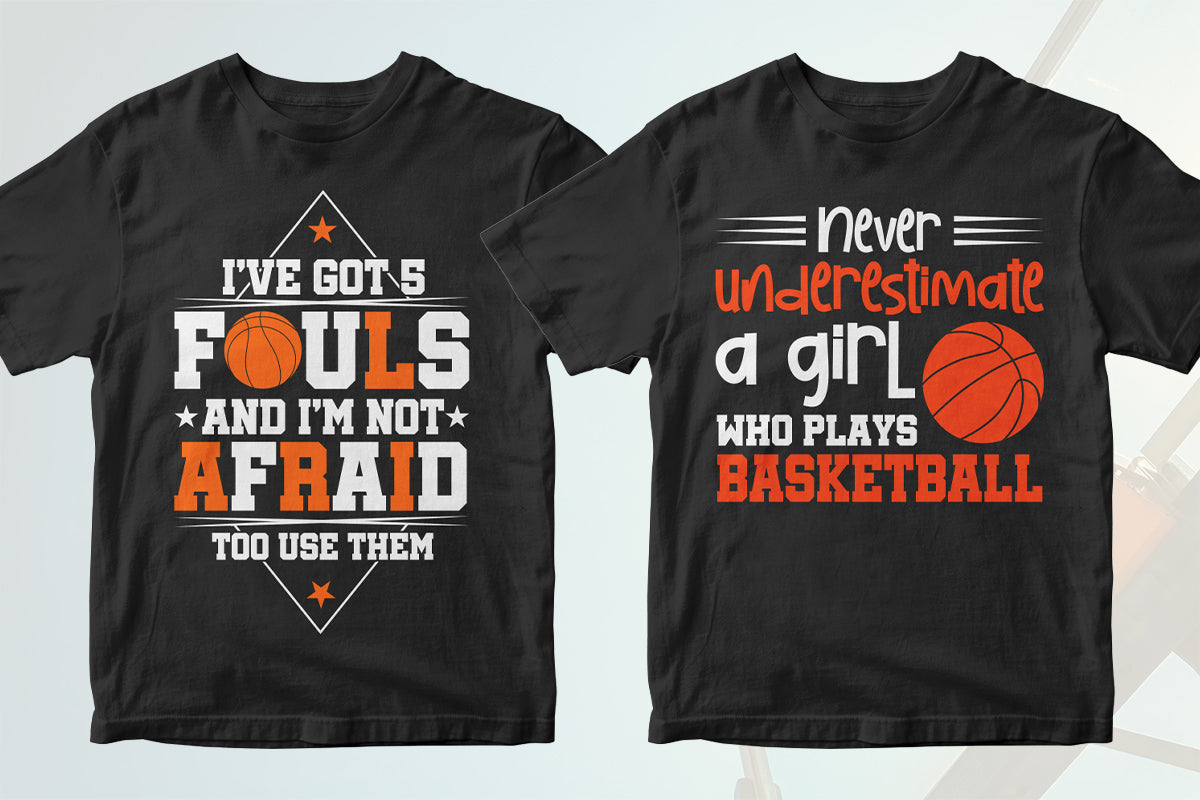 Basketball 50 Editable T-shirt Designs Bundle Part 1