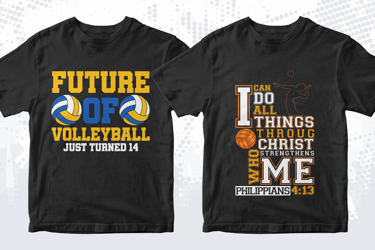 Volleyball 50 Editable T-shirt Designs Bundle Part 1