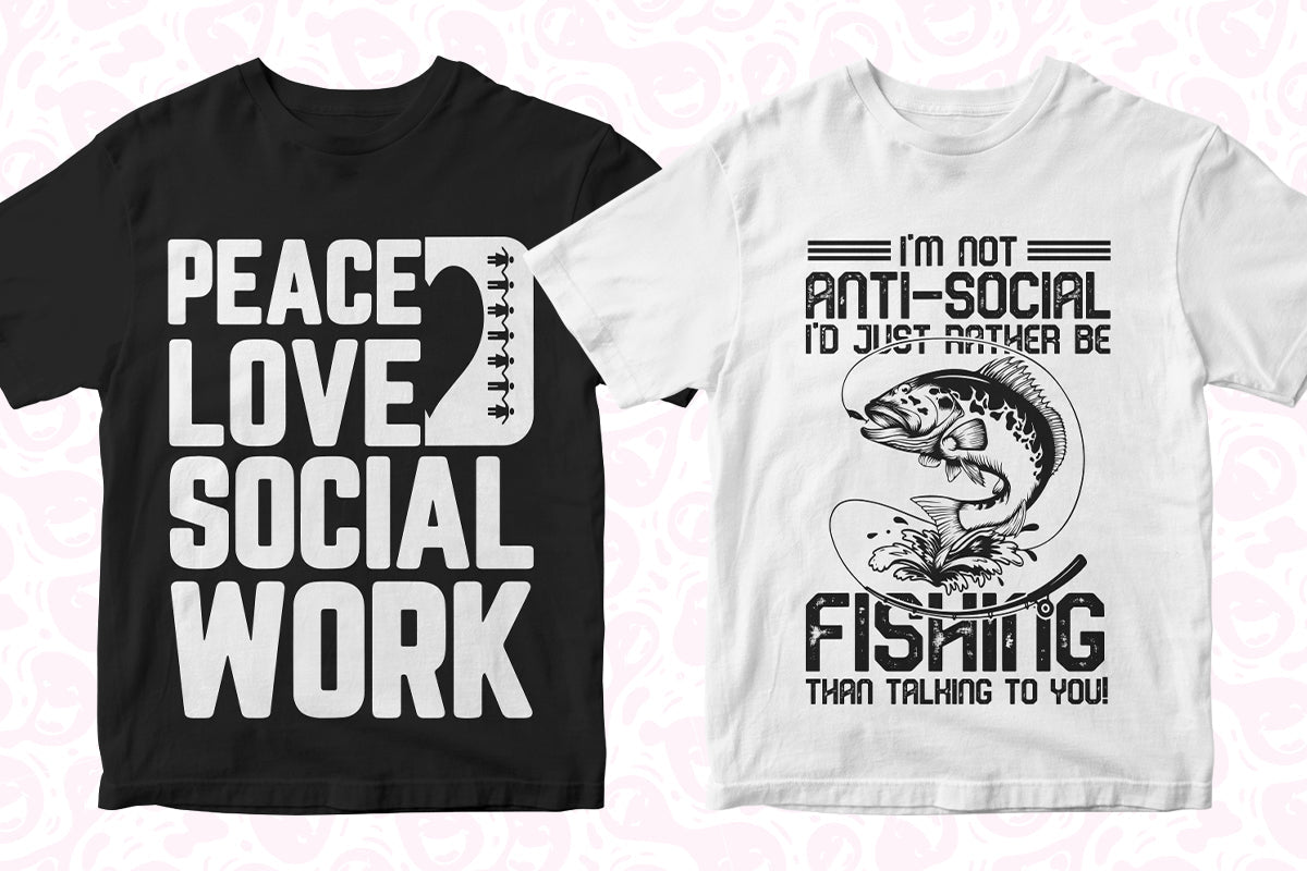 Anti-Social 50 Editable T-shirt Designs Bundle Part 1