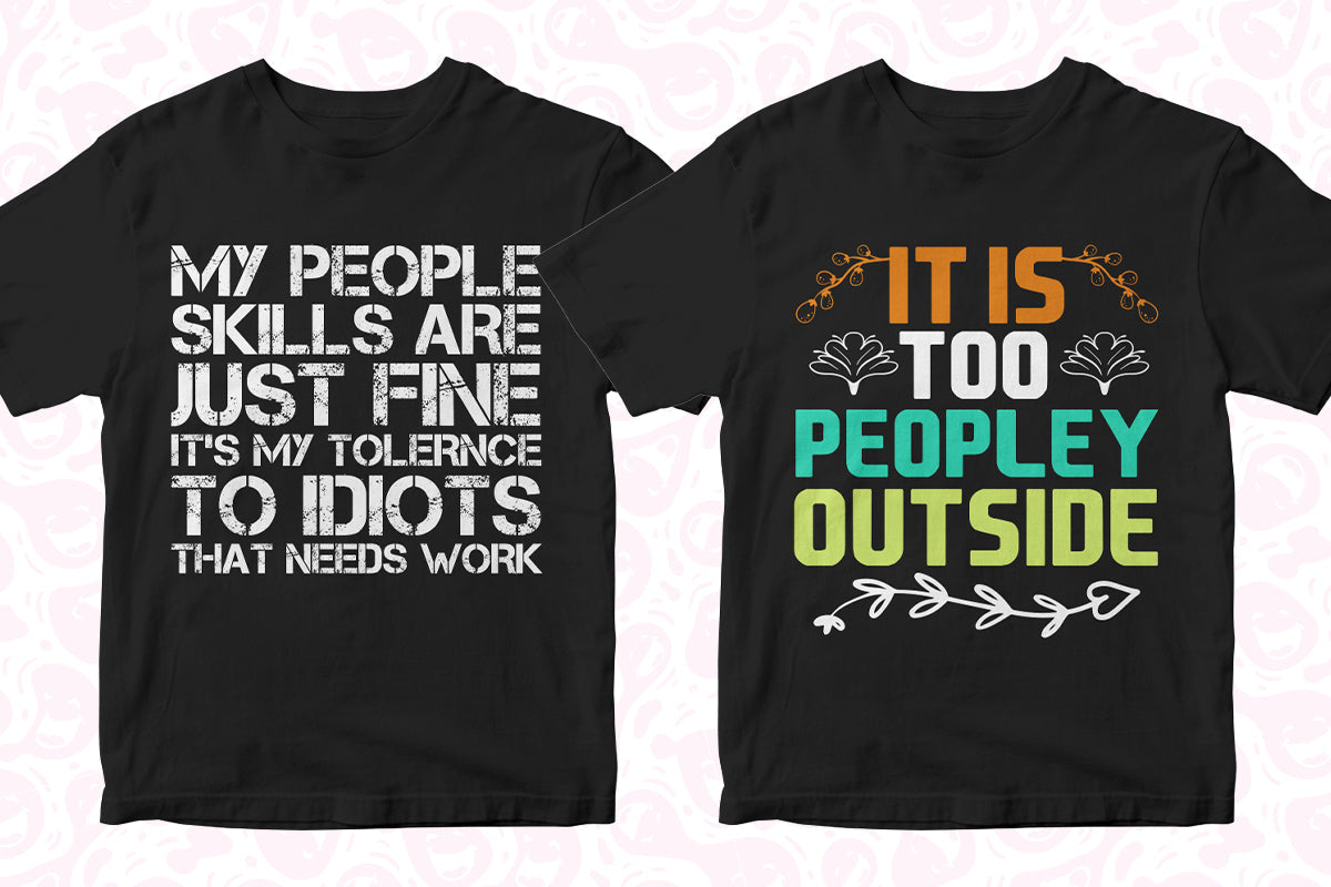 Anti-Social 50 Editable T-shirt Designs Bundle Part 1