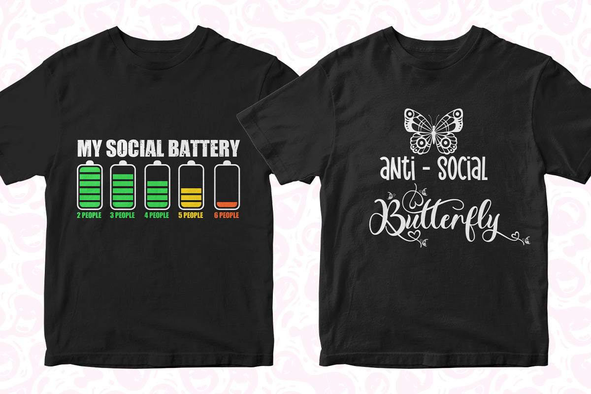 Anti-Social 50 Editable T-shirt Designs Bundle Part 1