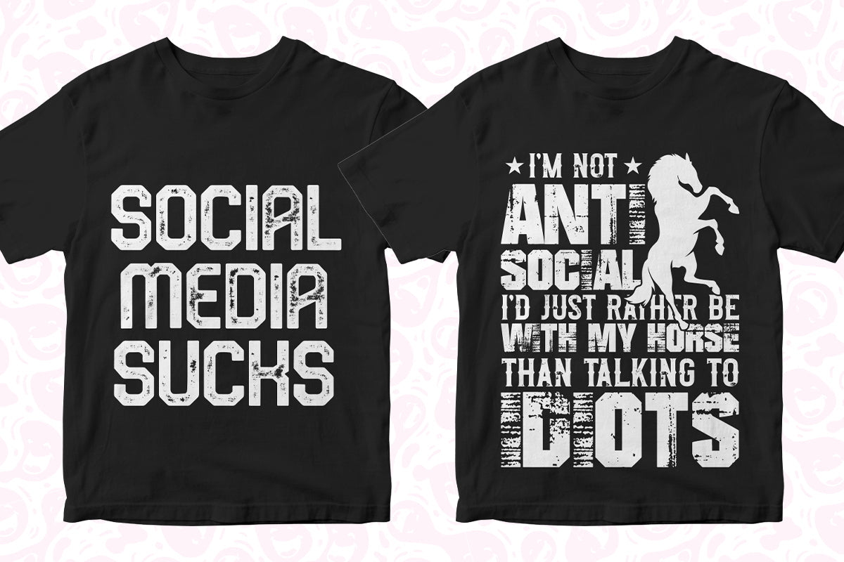 Anti-Social 50 Editable T-shirt Designs Bundle Part 1