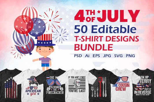 4th of July 50 Editable T-shirt Designs Bundle Part 3