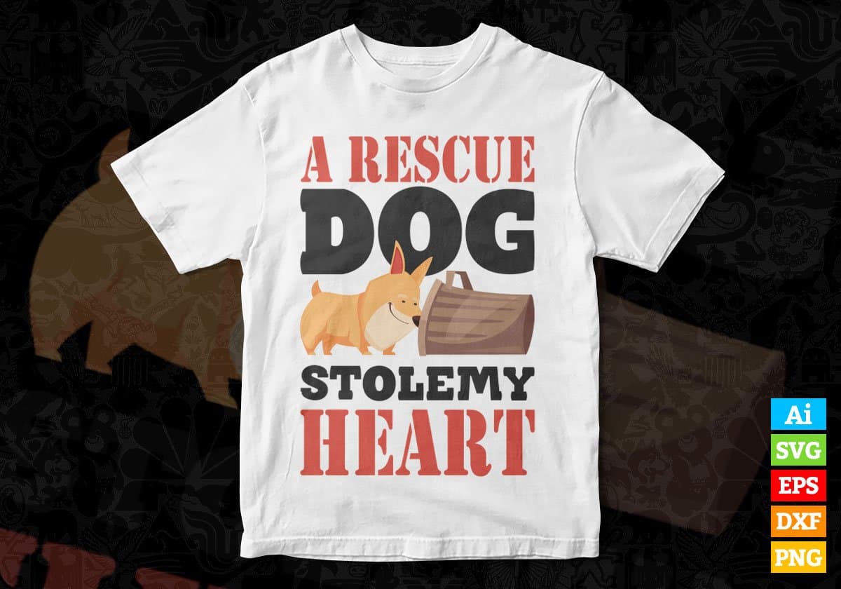 A Rescue Dog Stole My Heart Animal Editable Vector T shirt Design In Svg Png Printable Files