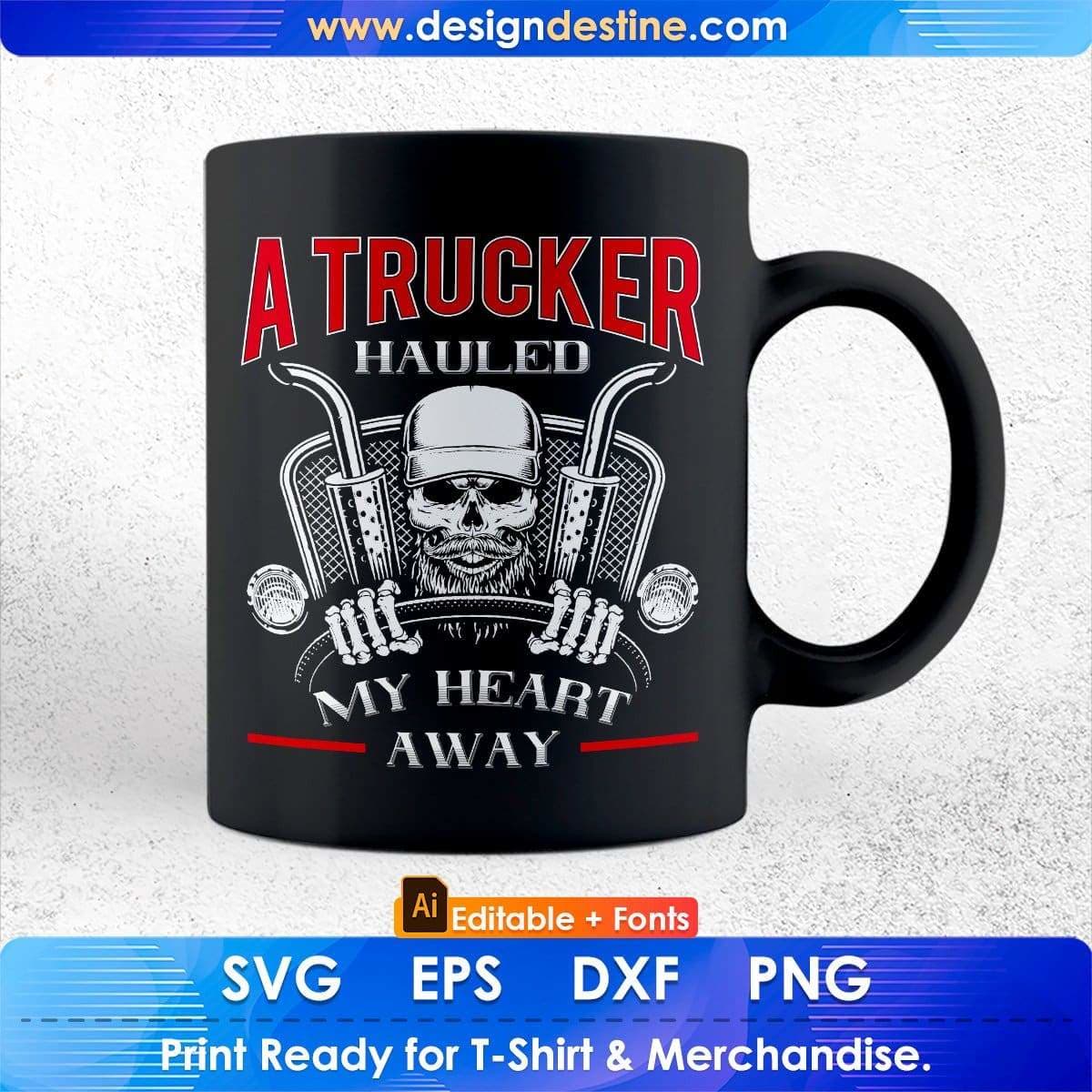 A Trucker Hauled My Heart Away American Trucker Editable T shirt Design In Ai Svg Printable Files