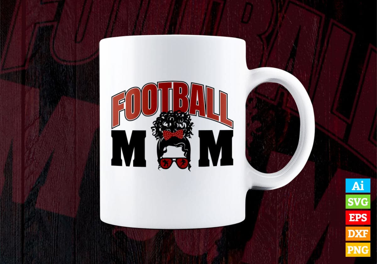 Afro Football Mom Editable Vector T-shirt Design in Ai Png Svg Cutting Printable Files