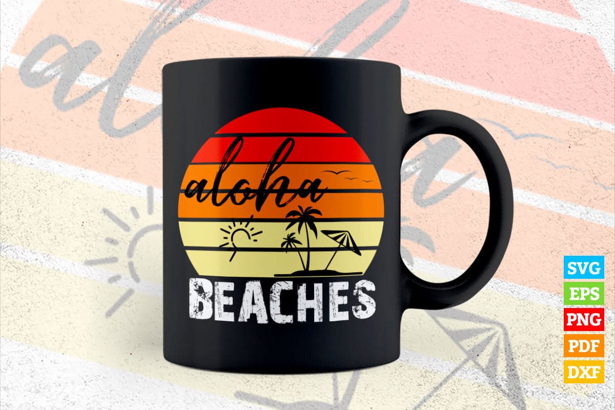 Aloha Beaches Summer Vacation Vintage T shirt Design Png Svg Files