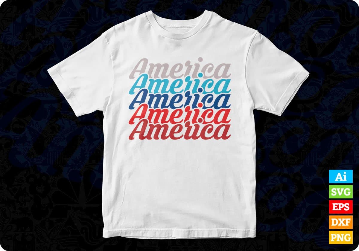 America America America 4th Of July T shirt Design In Svg Png Cutting Printable Files
