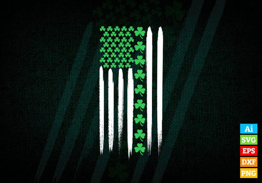 America Flag St Patrick's Day Editable Vector T-shirt Design in Ai Svg Png Files