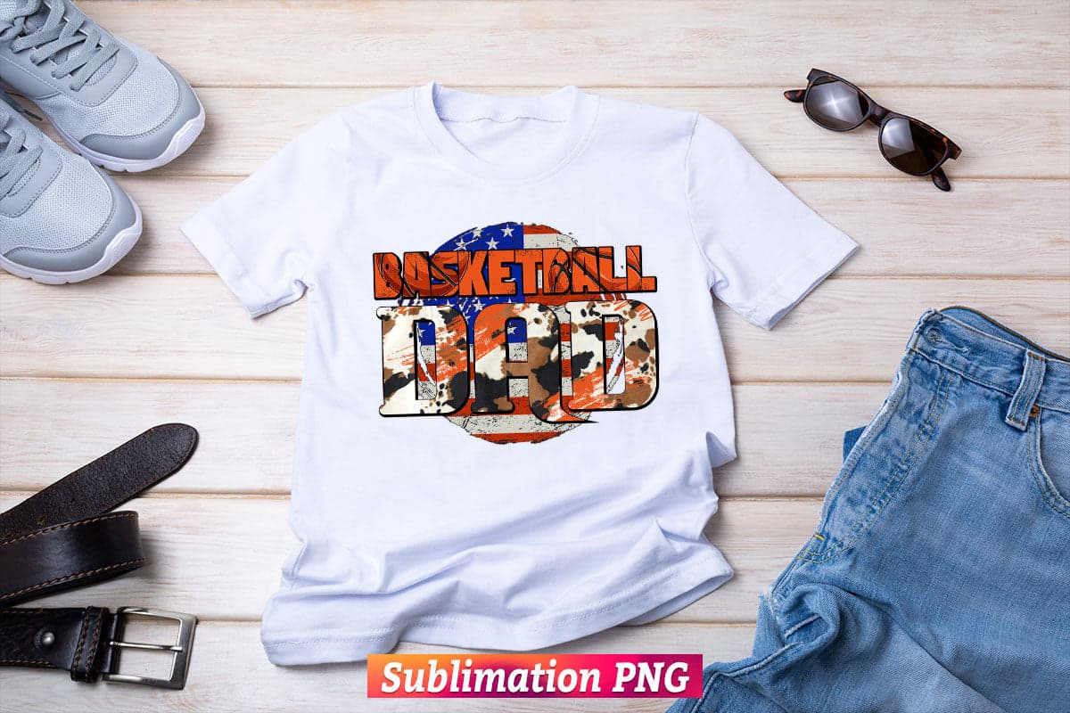American Basketball Dad Fathers Day Cowhide 4th of July T shirt Tumbler Design Png Sublimation Files