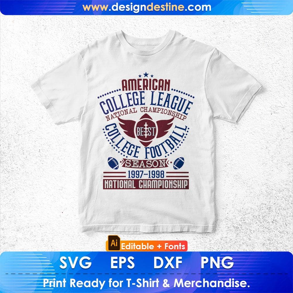 American College League Season 1997-1998 National Championship Editable T shirt Design Svg Cutting Printable Files