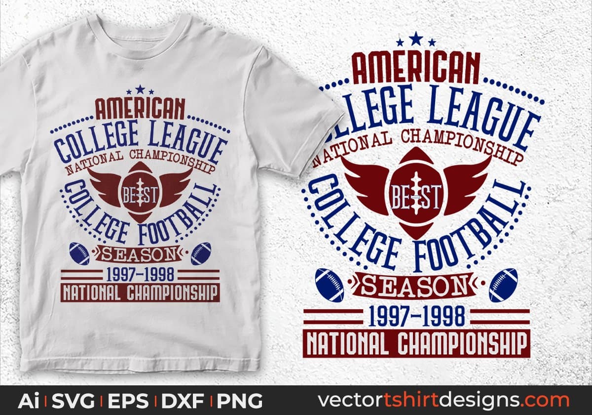 American College League Season 1997-1998 National Championship Editable T shirt Design Svg Cutting Printable Files